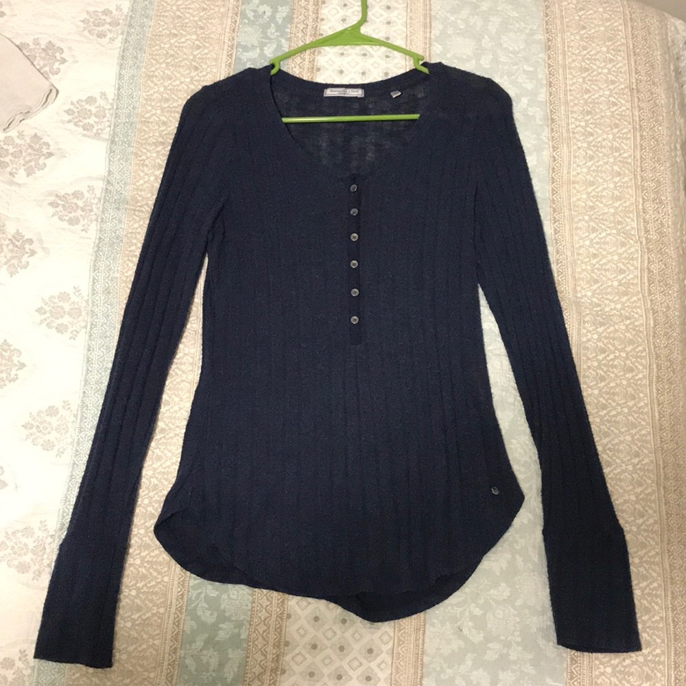 Navy Abercrombie and Fitch buttoned long sleeve